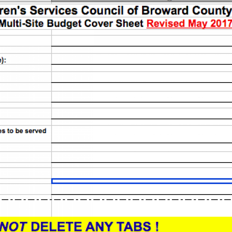 Budget Form – Single Site Initial